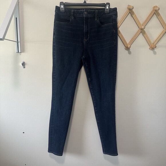 American Eagle Super Stretch Dark Denim Skinny Jeans Size 8 Regular - Picture 1 of 7